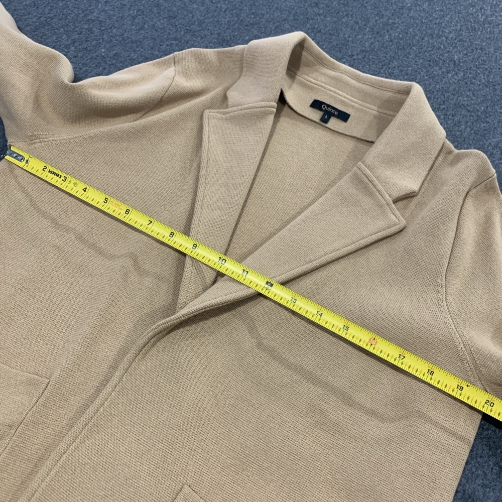 Quince 100% Organic Cotton Knit Blazer Jacket Camel Womens Office Comfort Size L - Picture 13 of 13
